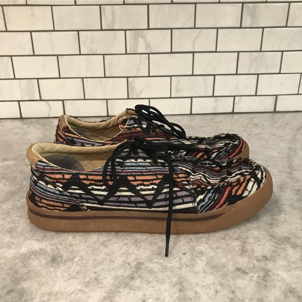 Twisted X Hooey Shoes Mens Size 10.5 Aztec Woven Casual Lace Up Gum Sole MHYC015